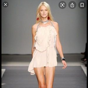 Isabelle Marant black silk mini ruffle dress 0